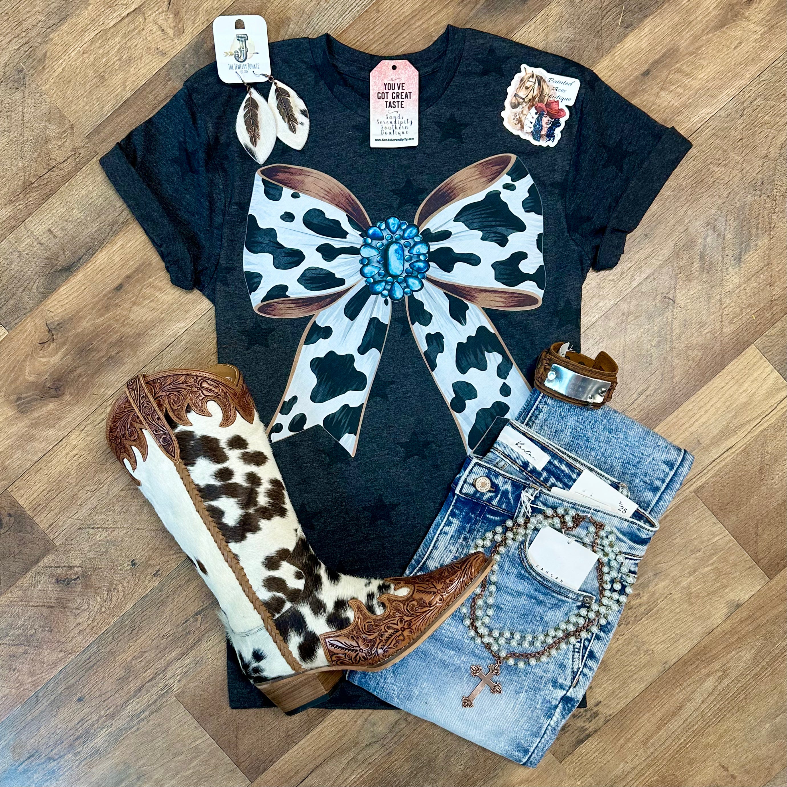 Cow Bow | Wild West Graphic T-Shirt – Painted Aces Boutique