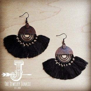 Black Fan Tassel Earrings - Sands Serendipity Boutique