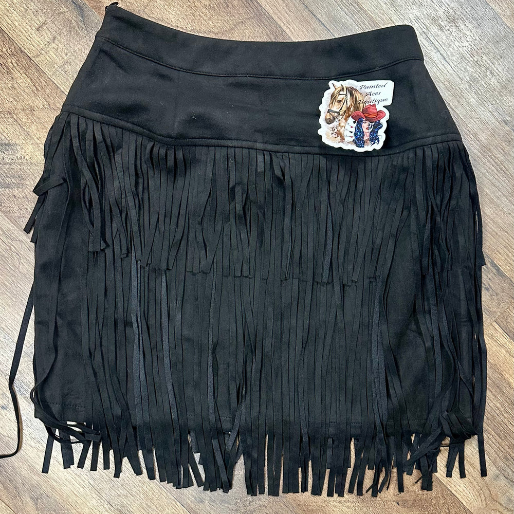 
                      
                        Faux Suede Fringe Mini Skirt
                      
                    