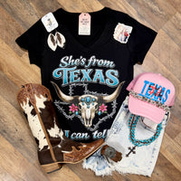 She’s From Texas | Western V-Neck Graphic T-Shirt