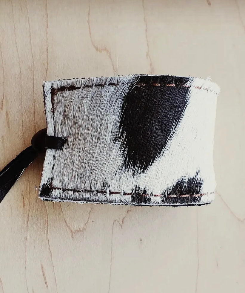 Black & White Hair On Hide Leather Cuff