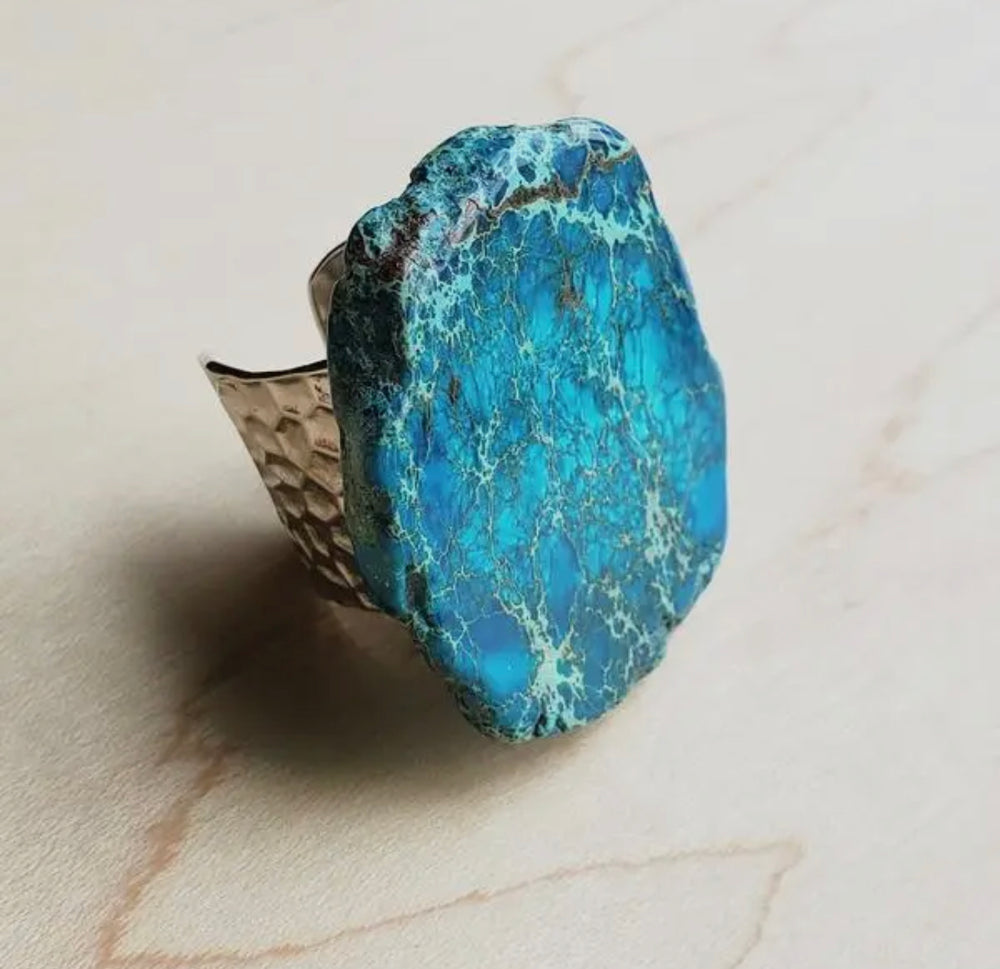 Blue Turquoise Slab Ring