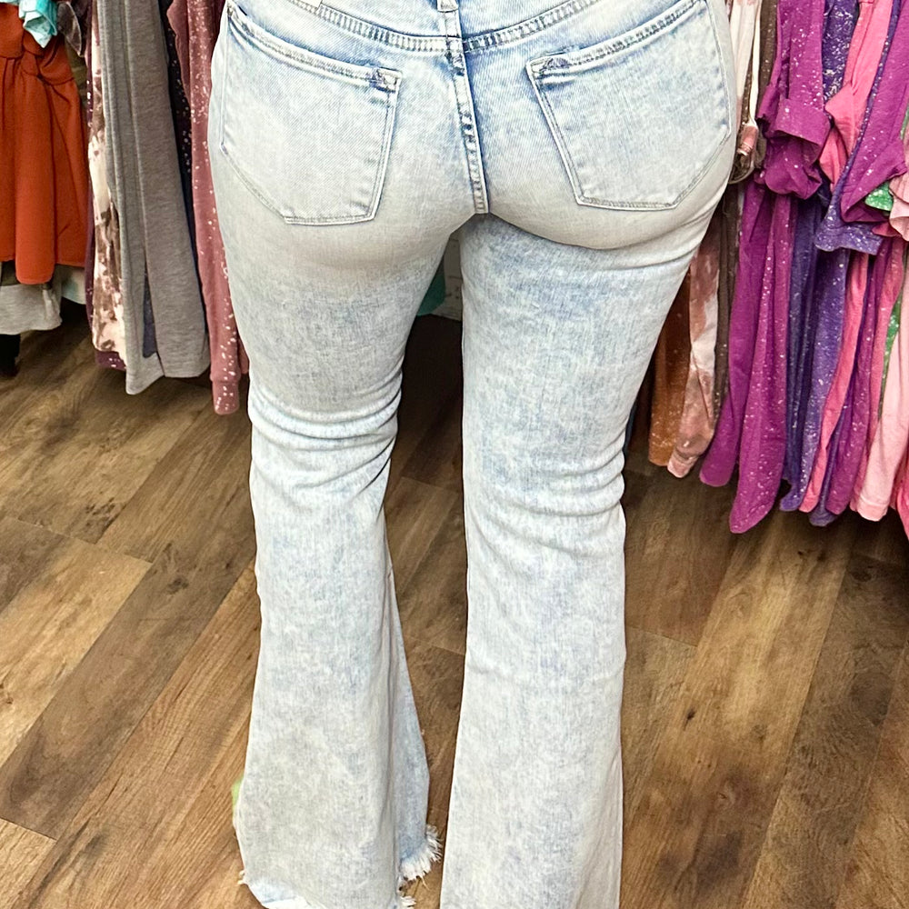 
                      
                        Acid Wash Distressed Stretch Flare Jean
                      
                    