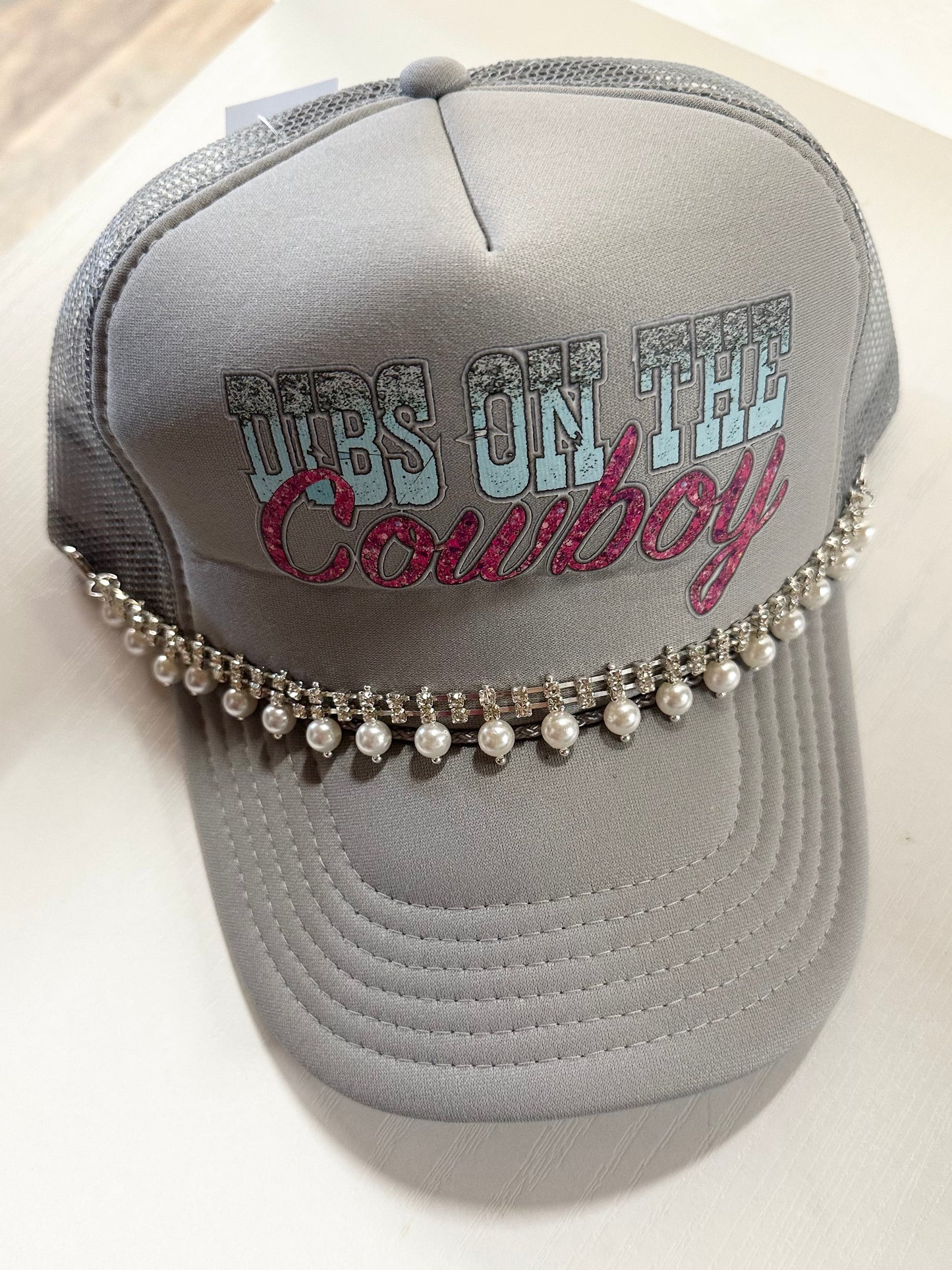 Rhinestone & Pearl Western Trucker Hat Chain