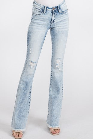 
                      
                        Acid Wash Distressed Stretch Flare Jean
                      
                    