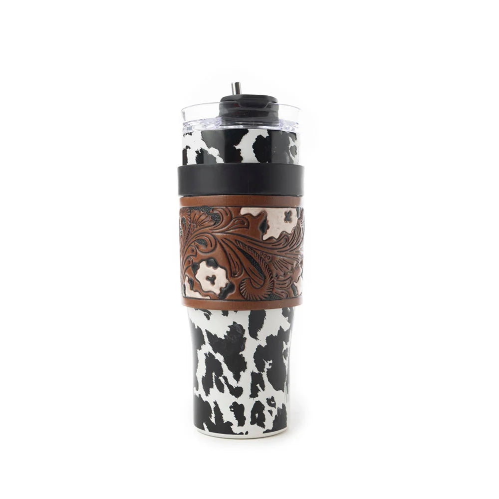 Wide Wyoming Cow Print Tumbler