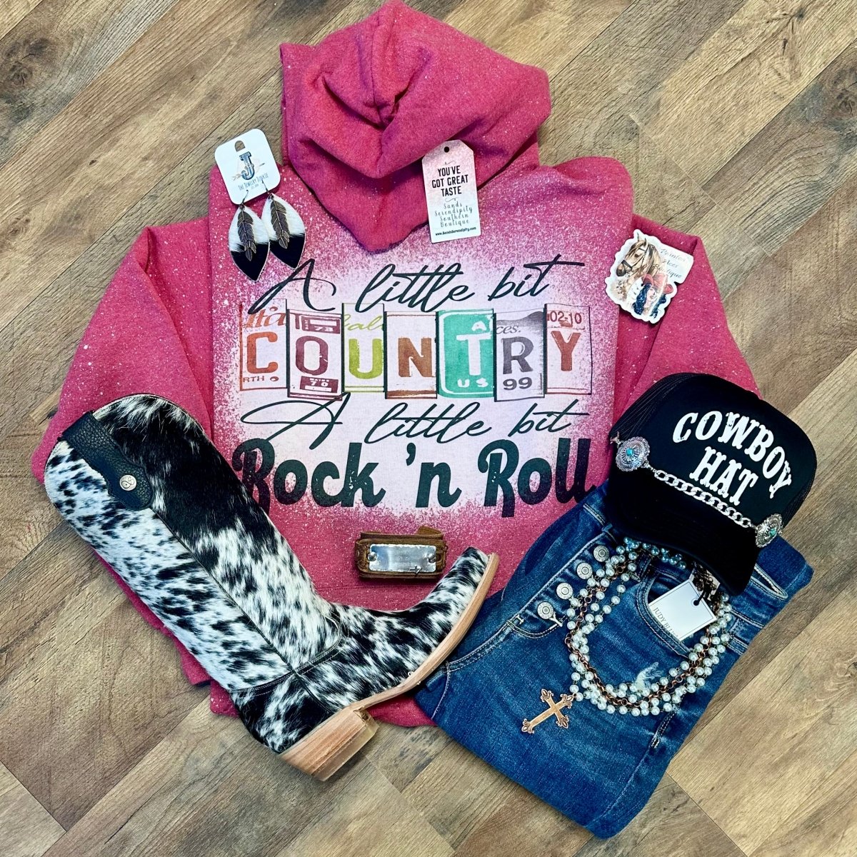 A Little Country A Little Rock N Roll | Cozy Western Hoodie - Painted Aces Boutique