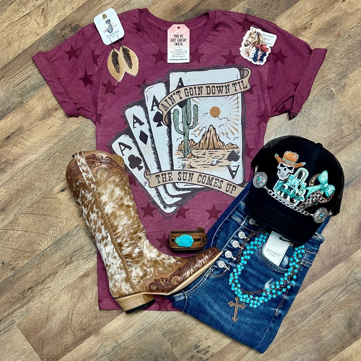 Ain’t Going Down Til The Sun Comes Up | Boot Scootin’ Graphic T-Shirt - Painted Aces Boutique