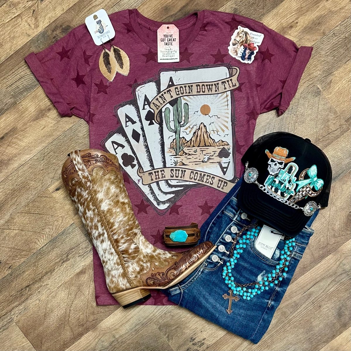 Ain’t Going Down Til The Sun Comes Up | Boot Scootin’ Graphic T-Shirt - Painted Aces Boutique