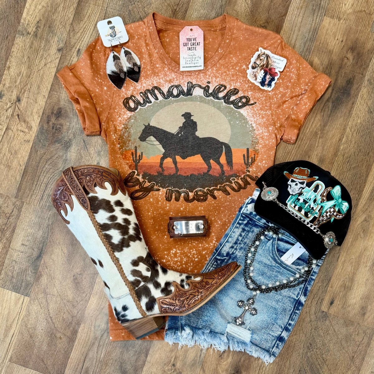 Amarillo By Morning | Boot Scootin’ Graphic T-Shirt - Painted Aces Boutique