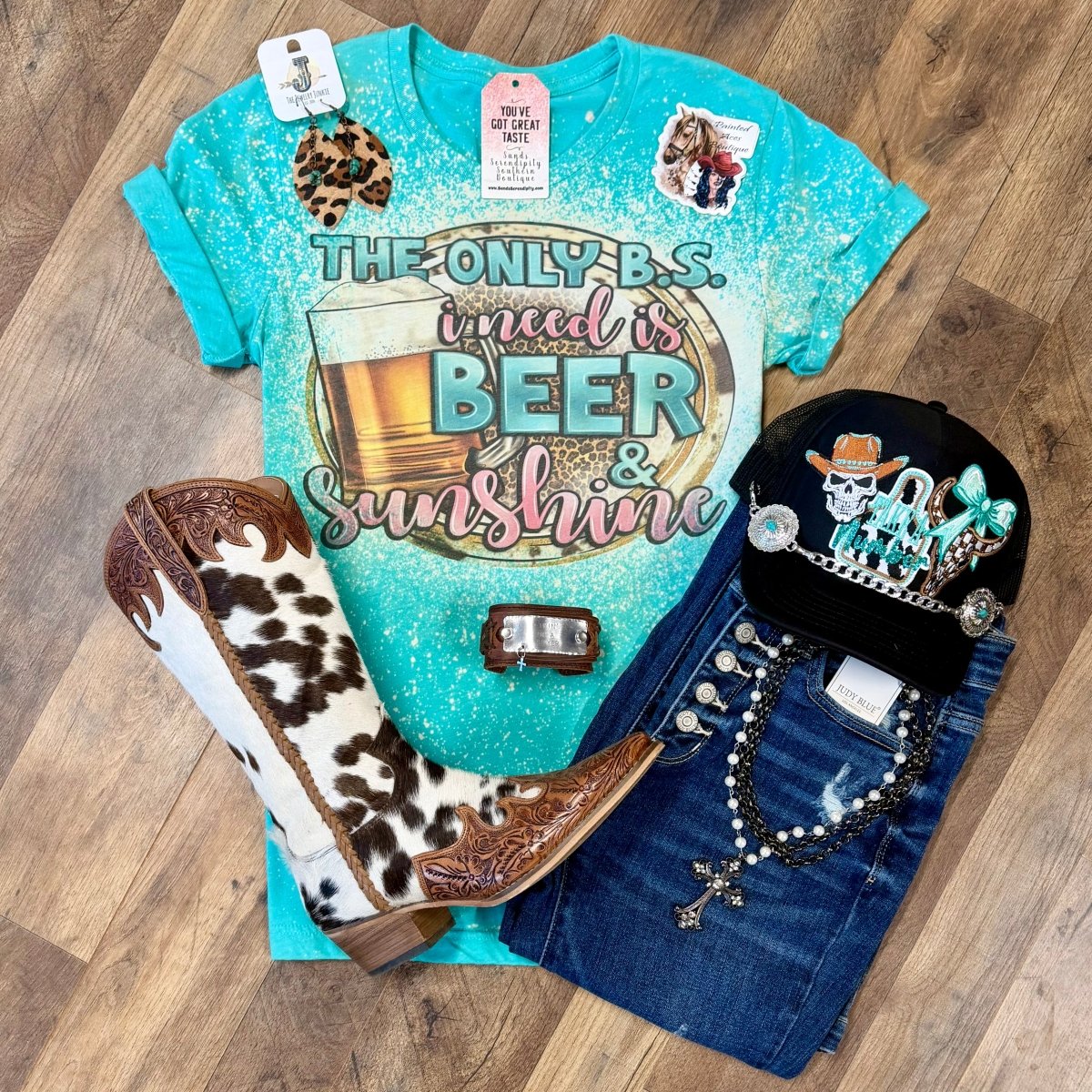 Beer & Sunshine | Funny Country Graphic T-Shirt - Painted Aces Boutique