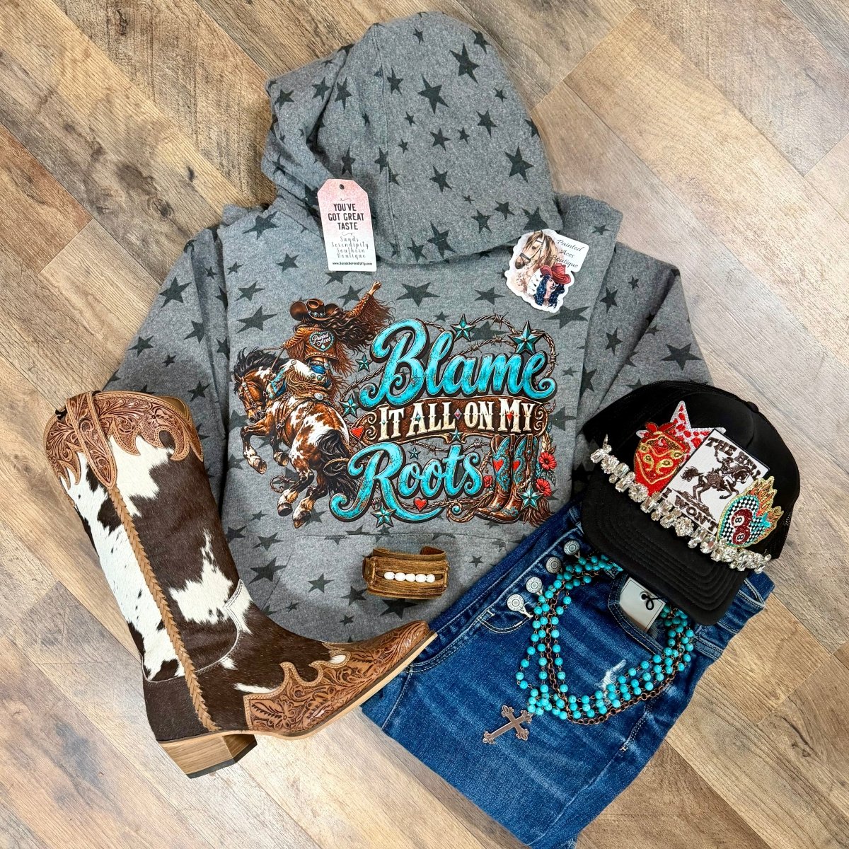 Blame It All On My Roots | Cozy Western Hoodie - Painted Aces Boutique