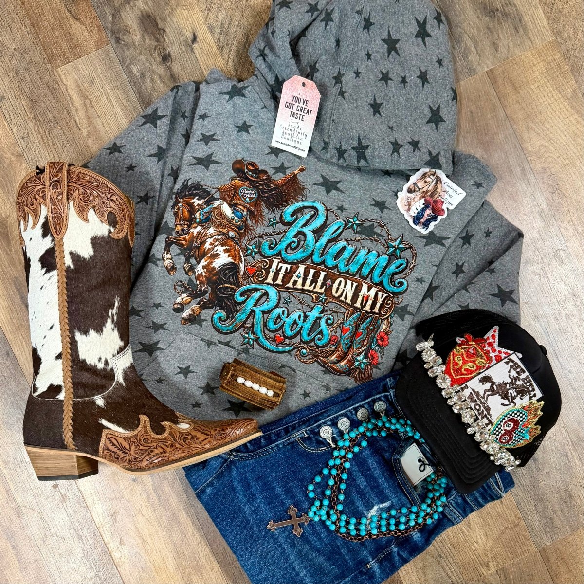Blame It All On My Roots | Cozy Western Hoodie - Painted Aces Boutique