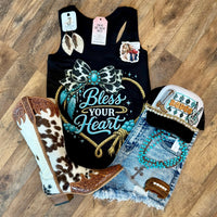Bless Your Heart | Country Graphic Tank Top - Painted Aces Boutique