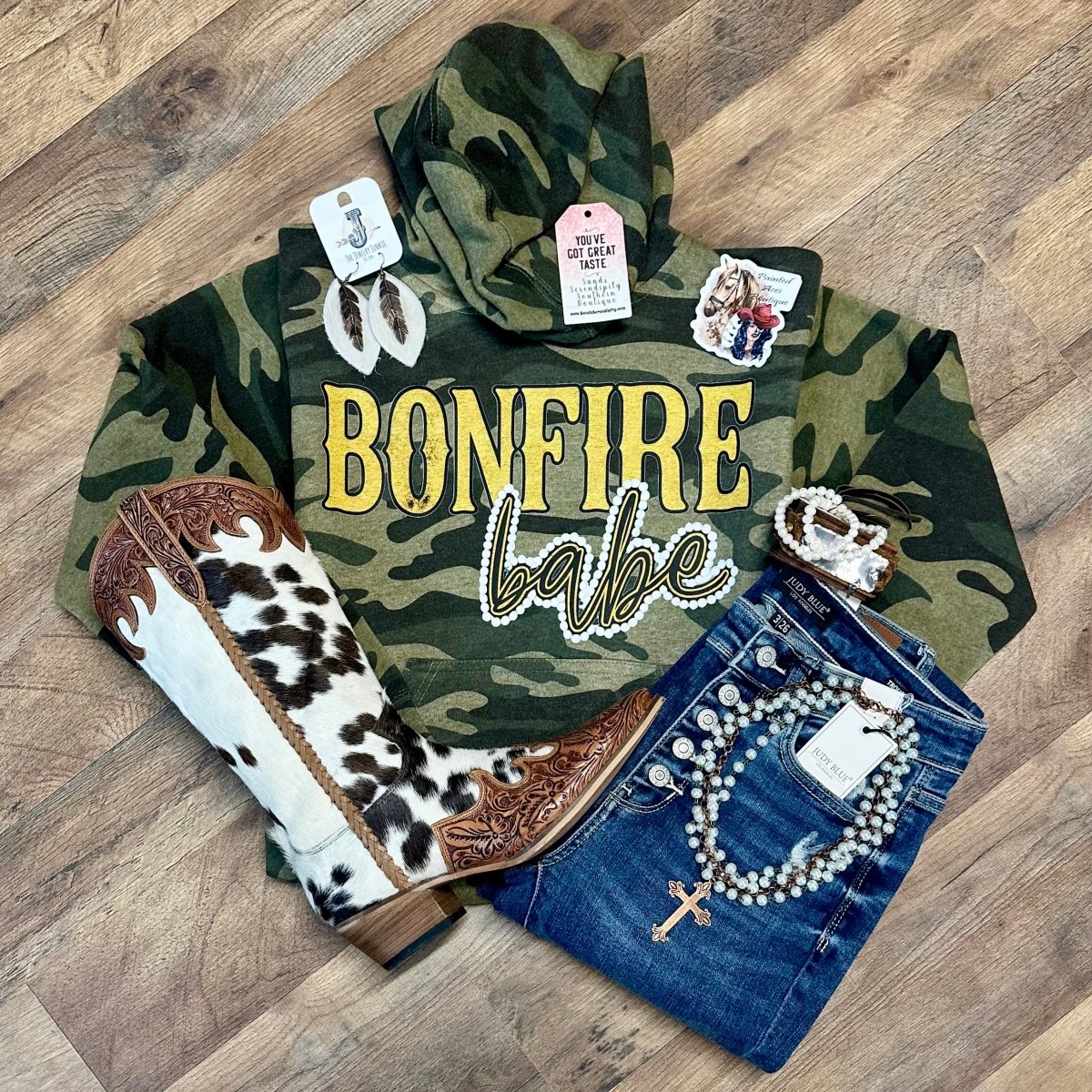 Bonfire Babe | Cozy Western Hoodie - Painted Aces Boutique