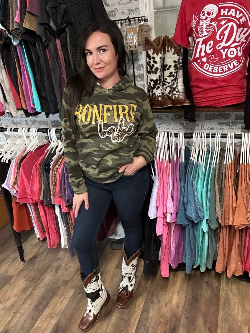 Bonfire Babe | Cozy Western Hoodie - Painted Aces Boutique