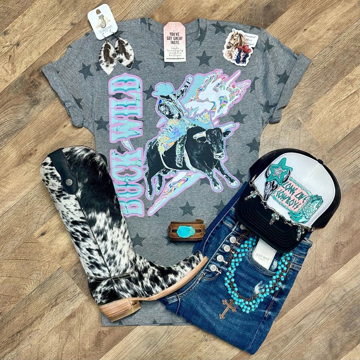 Buck Wild | Wild West Graphic T-Shirt - Painted Aces Boutique