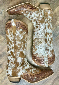 Dakota Hair On Hide Snip Toe Cowgirl Boots - Painted Aces Boutique