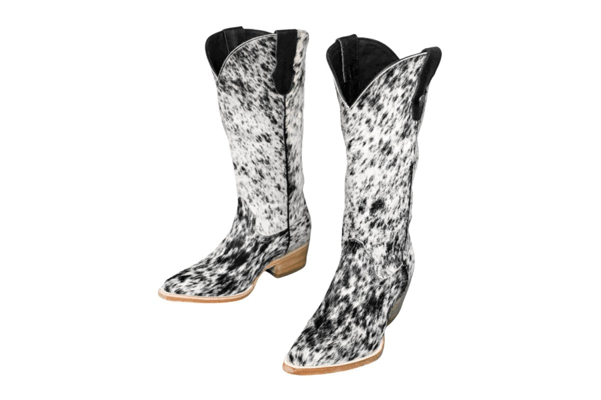 Dakota Tall Cowhide Western Boots | Pointy Toe | Size 7 US - Painted Aces Boutique