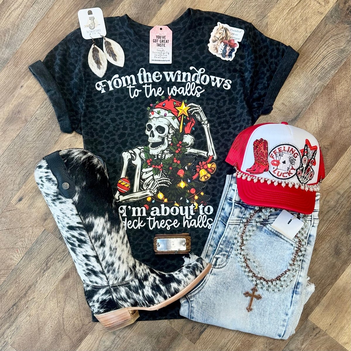 Deck These Halls | Western Holiday Tee - Painted Aces Boutique