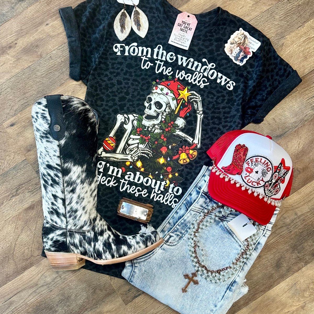 Deck These Halls | Western Holiday Tee - Painted Aces Boutique