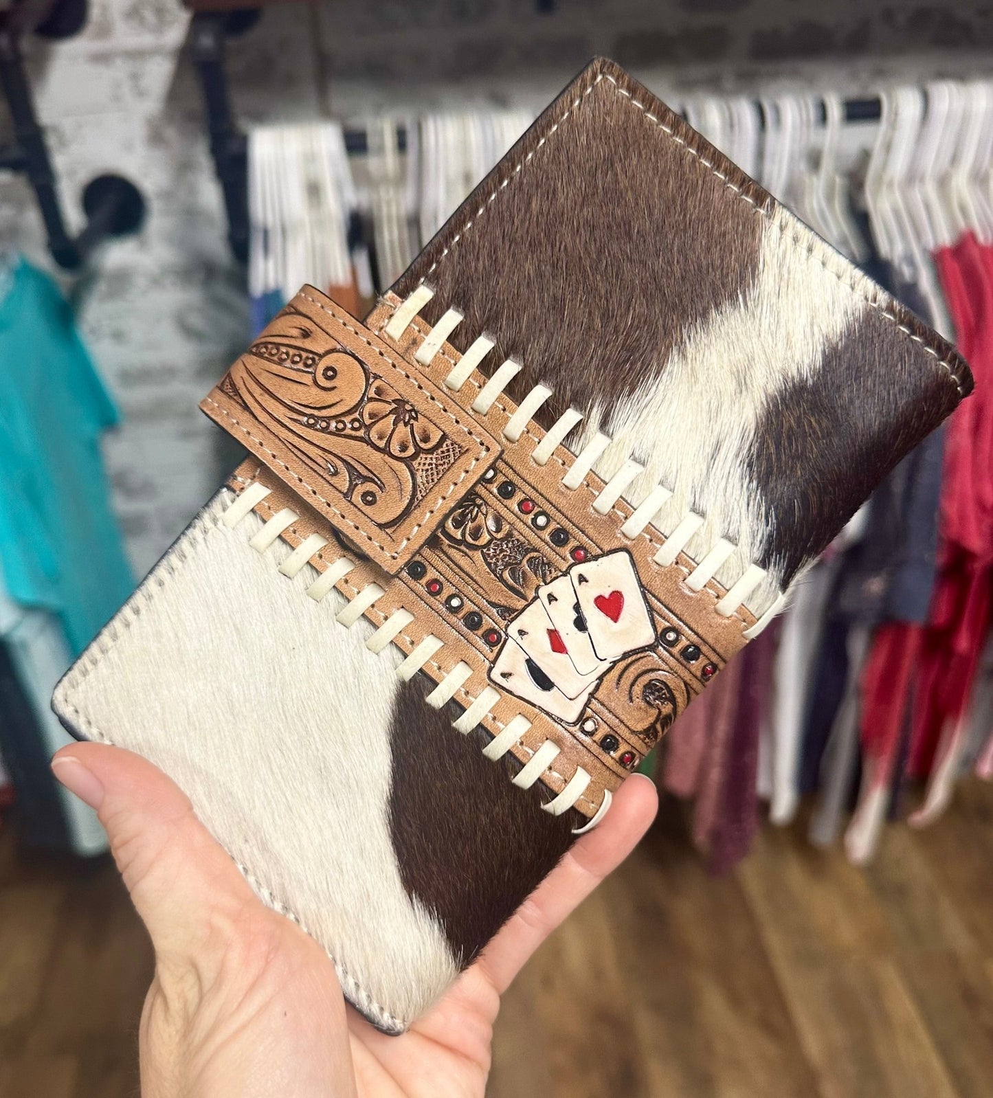 Don’t Chase Cowboys Cowhide Wallet - Painted Aces Boutique