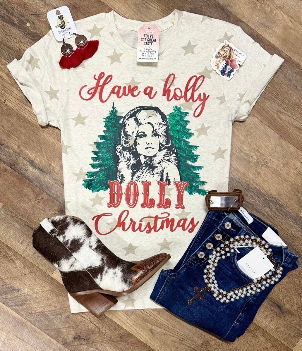 Have A Holly Dolly Christmas | Western Holiday Tee - Painted Aces Boutique