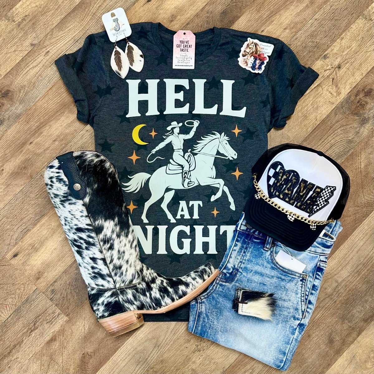 Hell At Night | Boot Scootin’ Graphic T-Shirt - Painted Aces Boutique