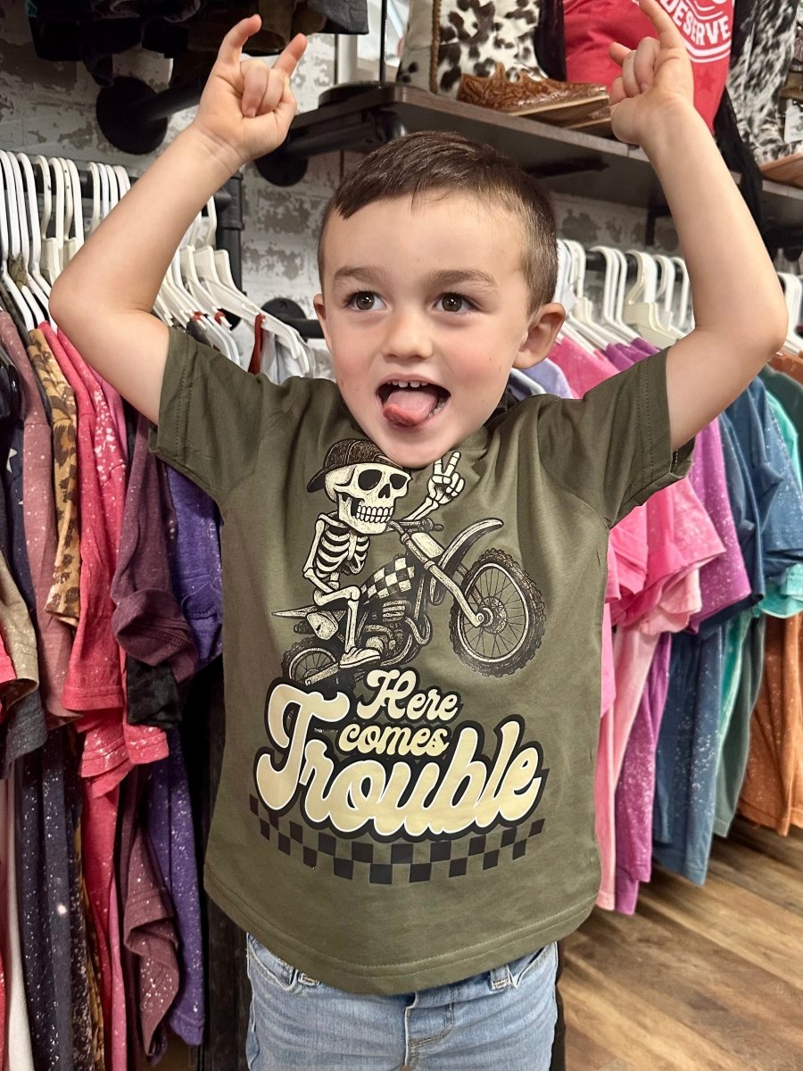 Here Comes Trouble | Kids Cool Country Tees - Painted Aces Boutique