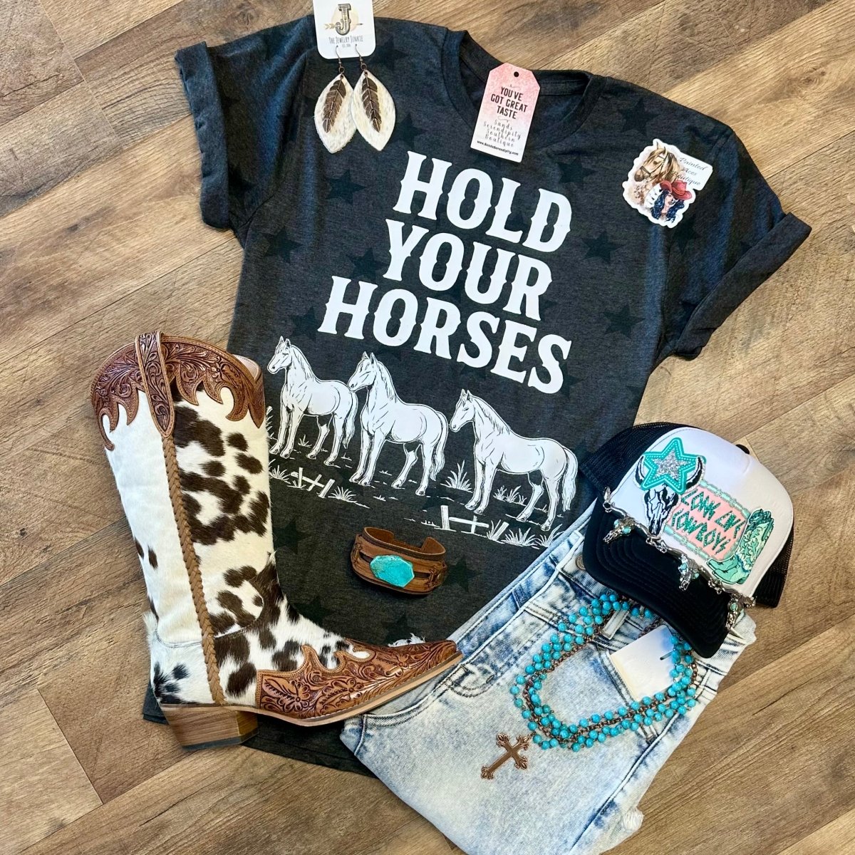 Hold Your Horses | Funny Country Graphic T-Shirt - Painted Aces Boutique