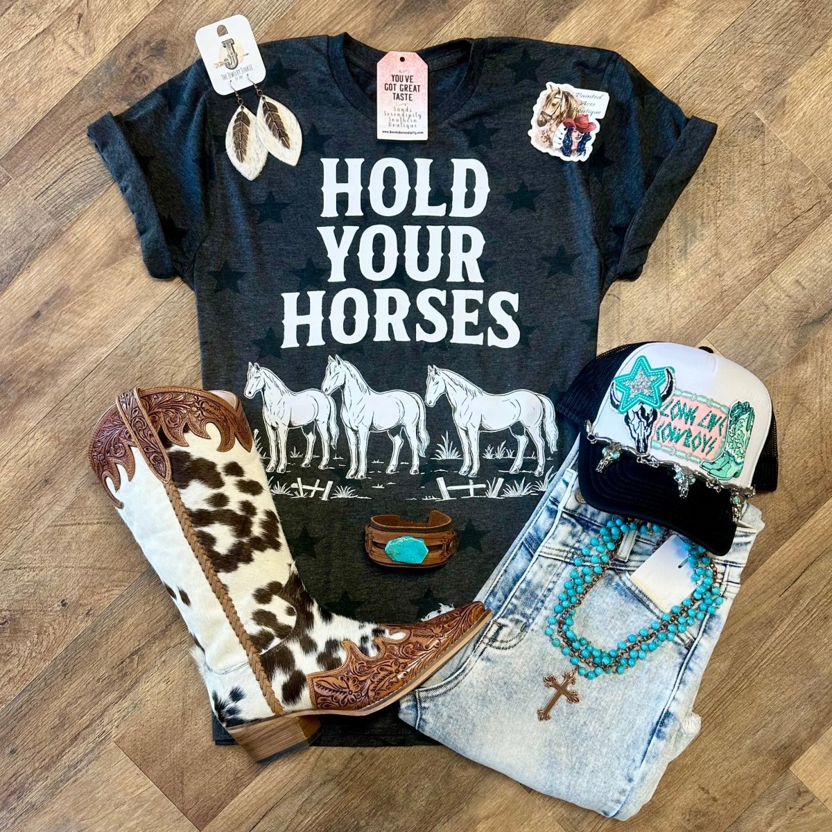 Hold Your Horses | Funny Country Graphic T-Shirt - Painted Aces Boutique