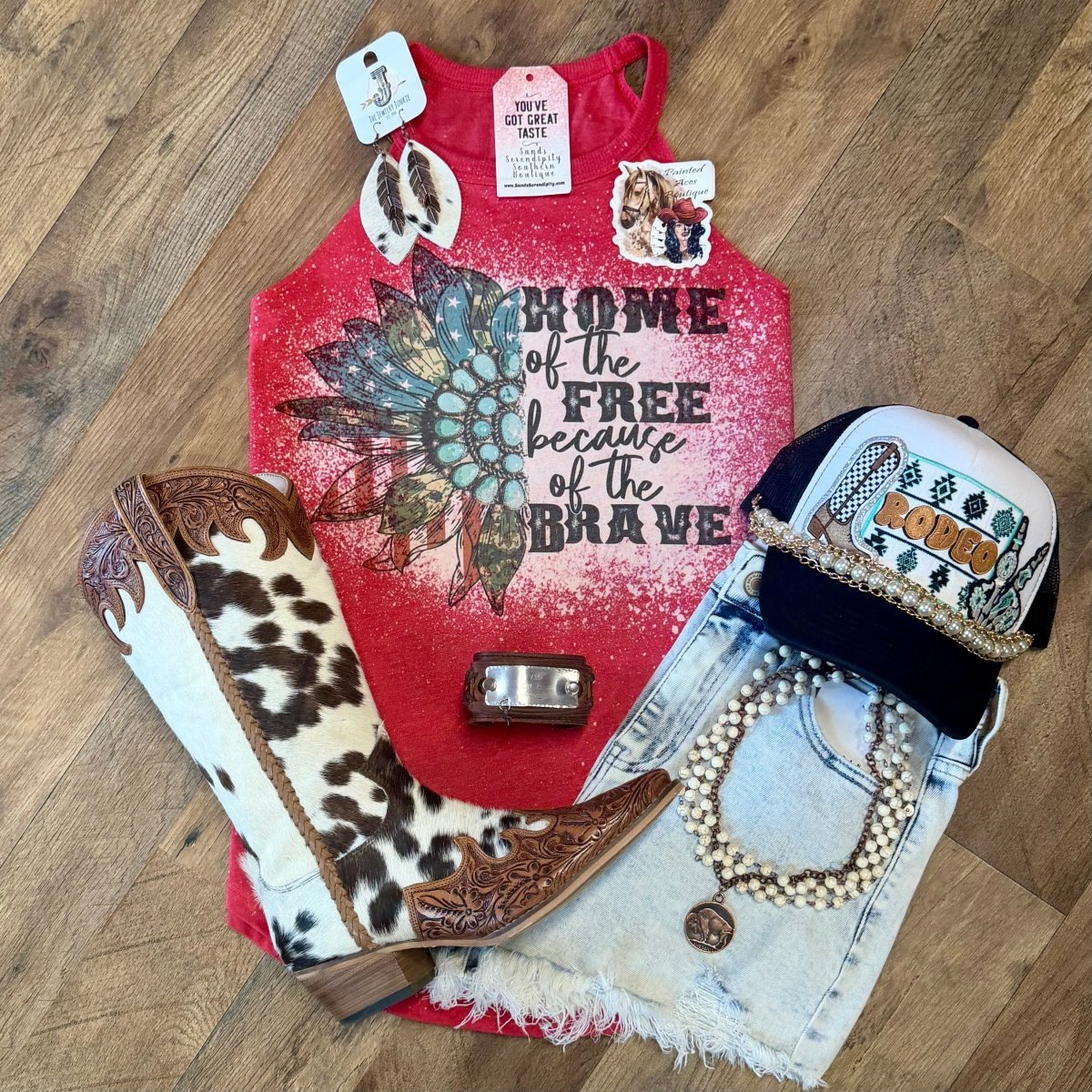 Home Of The Free Because Of The Brave | Country Graphic Tank Top - Painted Aces Boutique