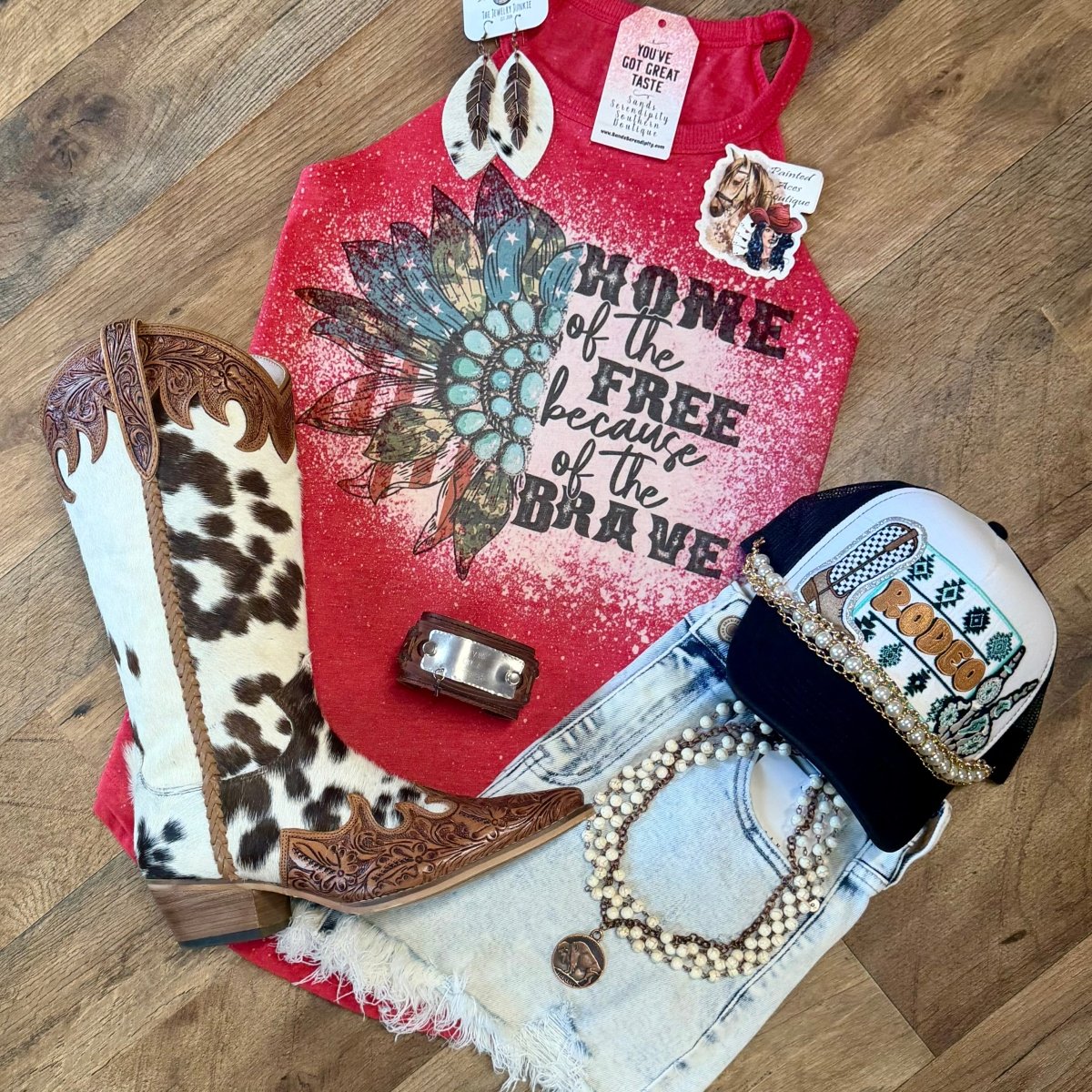 Home Of The Free Because Of The Brave | Country Graphic Tank Top - Painted Aces Boutique