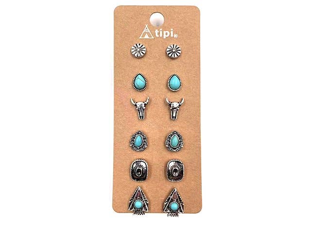 Honky Tonk Theme 6 Pair Post Earring Set - Painted Aces Boutique