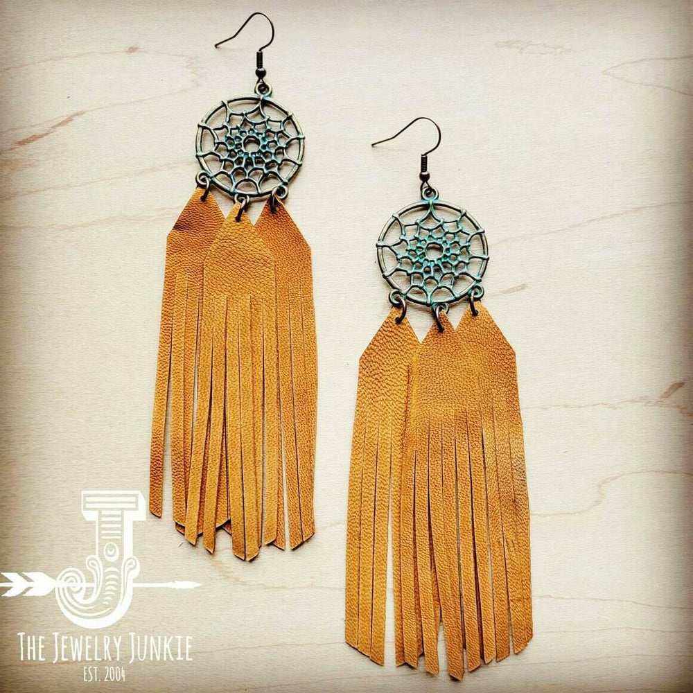 Accessories - Dreamcatcher Earrings With Leather Fringe