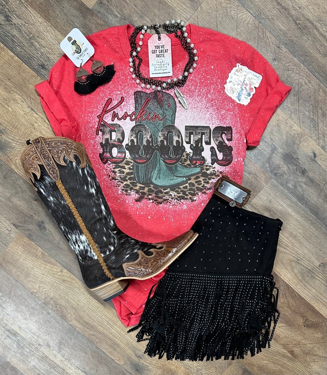 Knockin’ Boots | Boot Scootin’ Graphic T-Shirt - Painted Aces Boutique