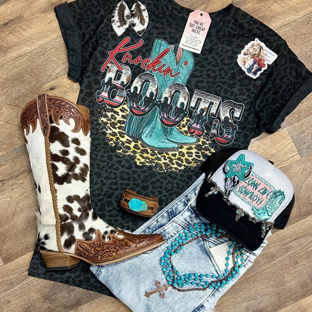 Knockin’ Boots | Boot Scootin Graphic T-Shirt - Painted Aces Boutique