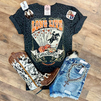 Leopard Long Live Cowboys | Country Music Graphic T-Shirt - Painted Aces Boutique
