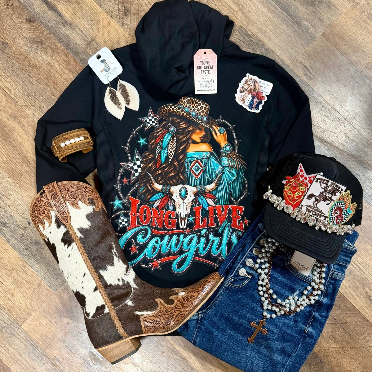 Long Live Cowgirls | Cozy Western Hoodie - Painted Aces Boutique