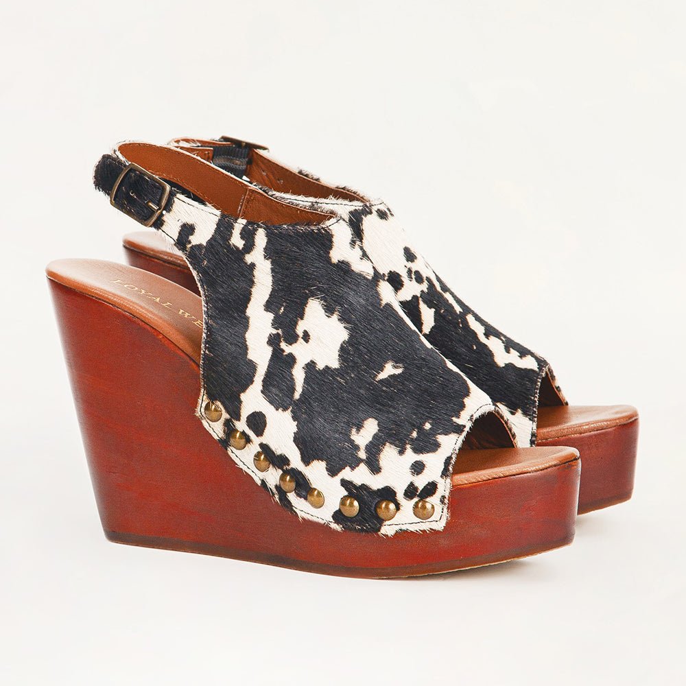 Loyal West Amelia Sandals Black And White Cowhide - Painted Aces Boutique