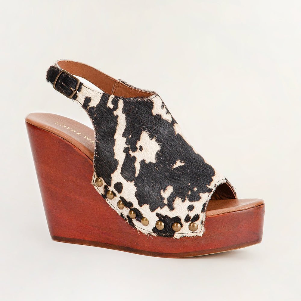 Loyal West Amelia Sandals Black And White Cowhide - Painted Aces Boutique