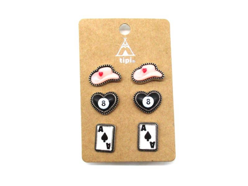 Lucky Theme 3 Pair Earring Set - Painted Aces Boutique