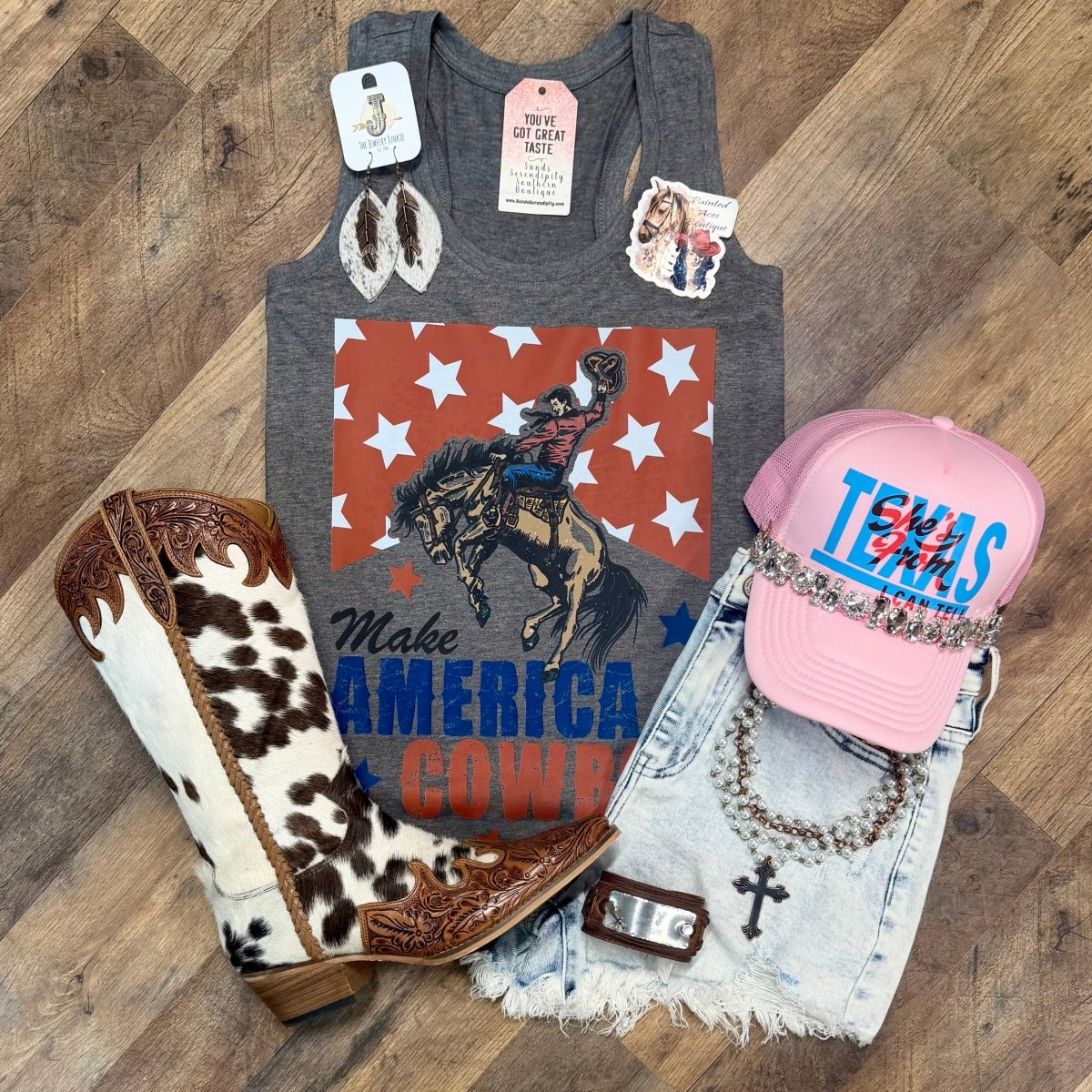 Make America Cowboy Again Tank | Country Graphic Tank Top - Painted Aces Boutique