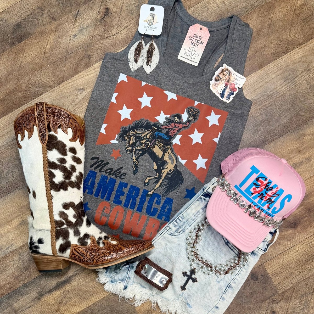 Make America Cowboy Again Tank | Country Graphic Tank Top - Painted Aces Boutique
