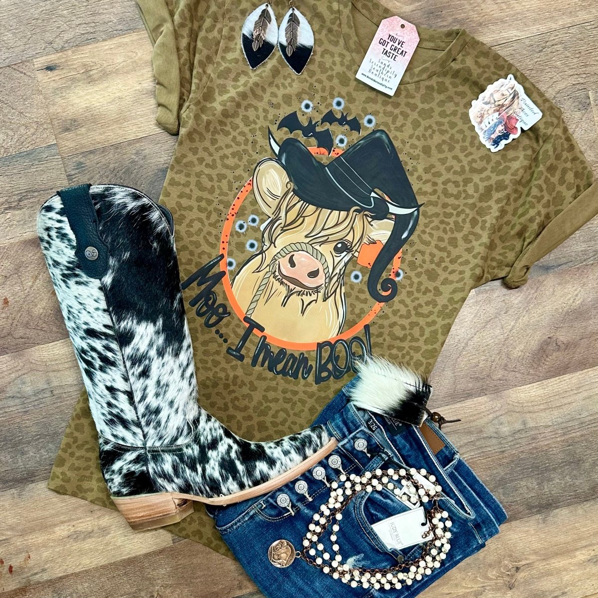 Moo I Mean Boo | Fall Vibes Graphic T-Shirt - Painted Aces Boutique