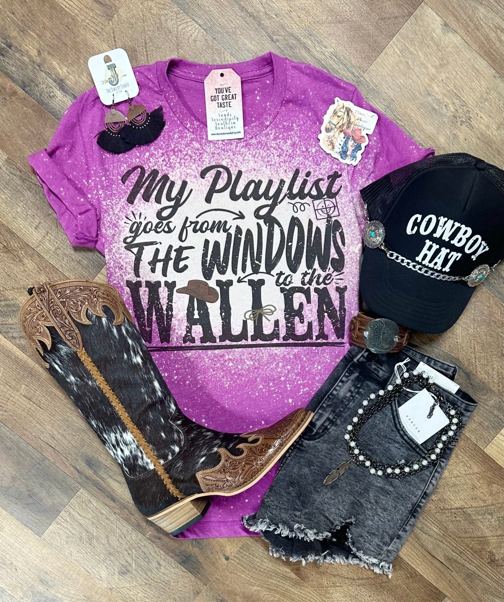 My Playlist Goes From The Window To The Wallen | Boot Scootin’ Graphic T-Shirt - Painted Aces Boutique
