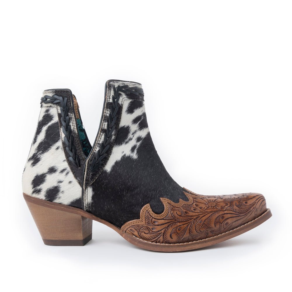 Myra Georgina Hairon Boots for Women - Spilt - Top Handtooled Pointed Toe Cowgirl Boots for Rustic Rodeo Glam - Painted Aces Boutique
