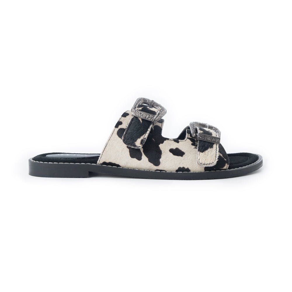 Myra Midnight Grove Hairon Leather Sandals in Ranch Ivory - Painted Aces Boutique