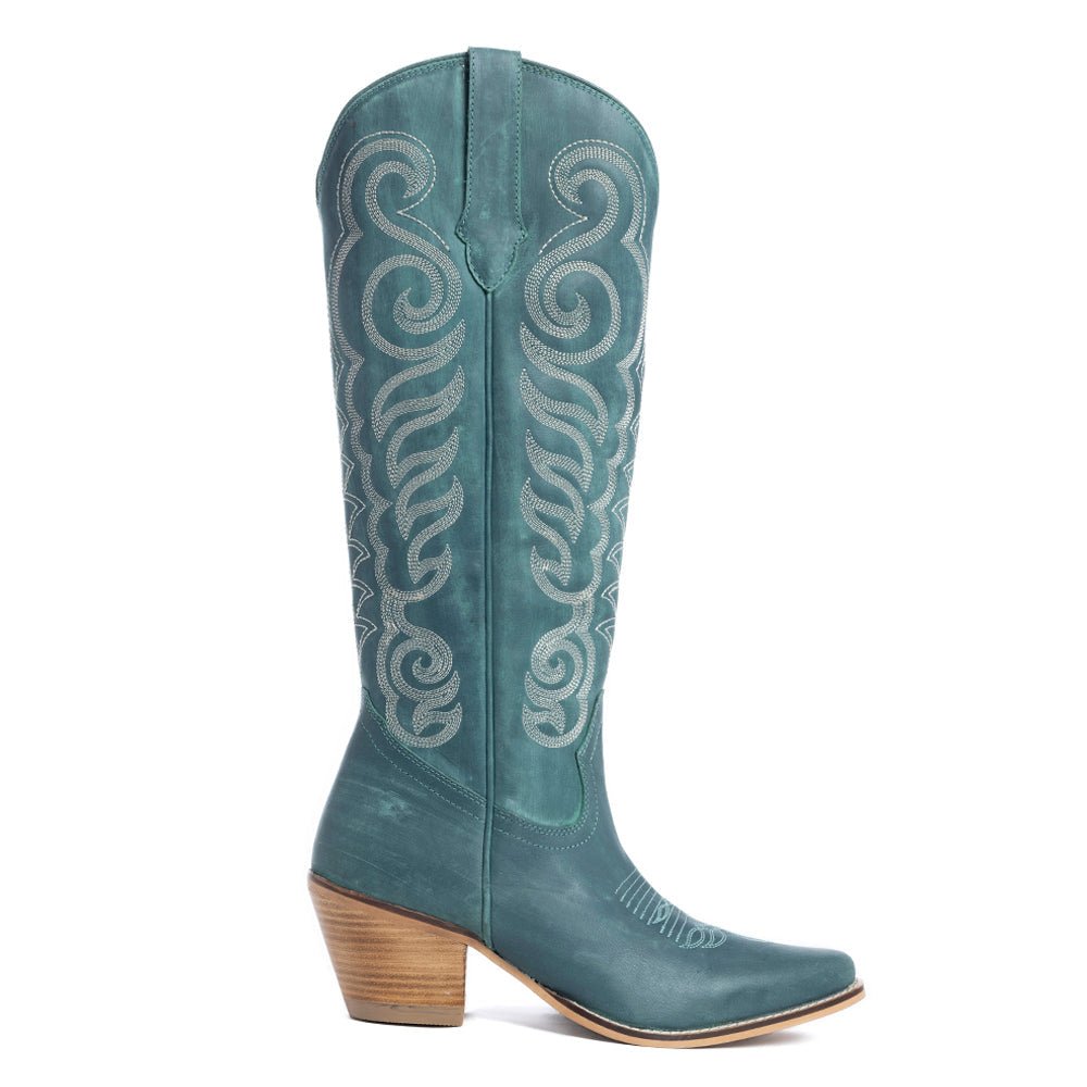 Nalejandra Boots in Deep Turquoise - Painted Aces Boutique