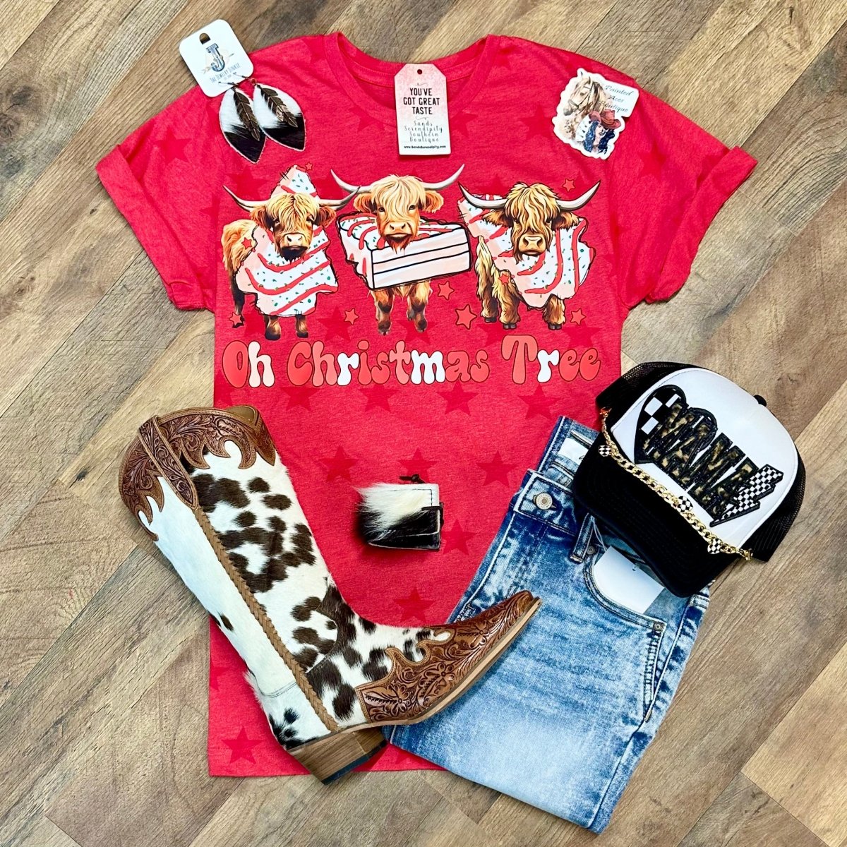 Oh Christmas Tree | Western Holiday Tee - Painted Aces Boutique